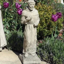 Virgin Mary^Statues & Sculptures Madonna and Friar Monk Stone Garden Statues