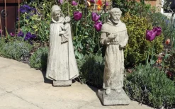 Virgin Mary^Statues & Sculptures Madonna and Friar Monk Stone Garden Statues