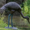 Cranes^Statues & Sculptures Majestic Crane 100cm Bronze Metal Garden Statue