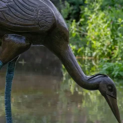 Cranes^Statues & Sculptures Majestic Crane 100cm Bronze Metal Garden Statue