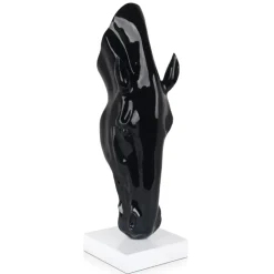Floor Standing|Animals^Statues & Sculptures Majestic Horse Head 70cm Black Resin Indoor Sculpture
