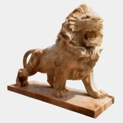 Lions|Modern^Statues & Sculptures Majestic Lion 120cm Yellow Marble Garden Statue v2