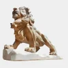 Lions|Modern^Statues & Sculptures Majestic Lion 120cm Yellow Marble Garden Statue v1