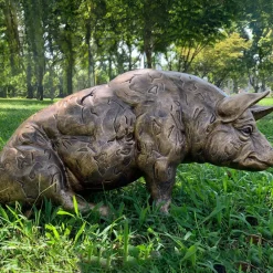 Farm^Statues & Sculptures Majestic Pig 36cm Bronze Resin Garden Ornament