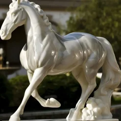 Horses|Modern^Statues & Sculptures Majestic Stallion 200cm White Marble Garden Statue