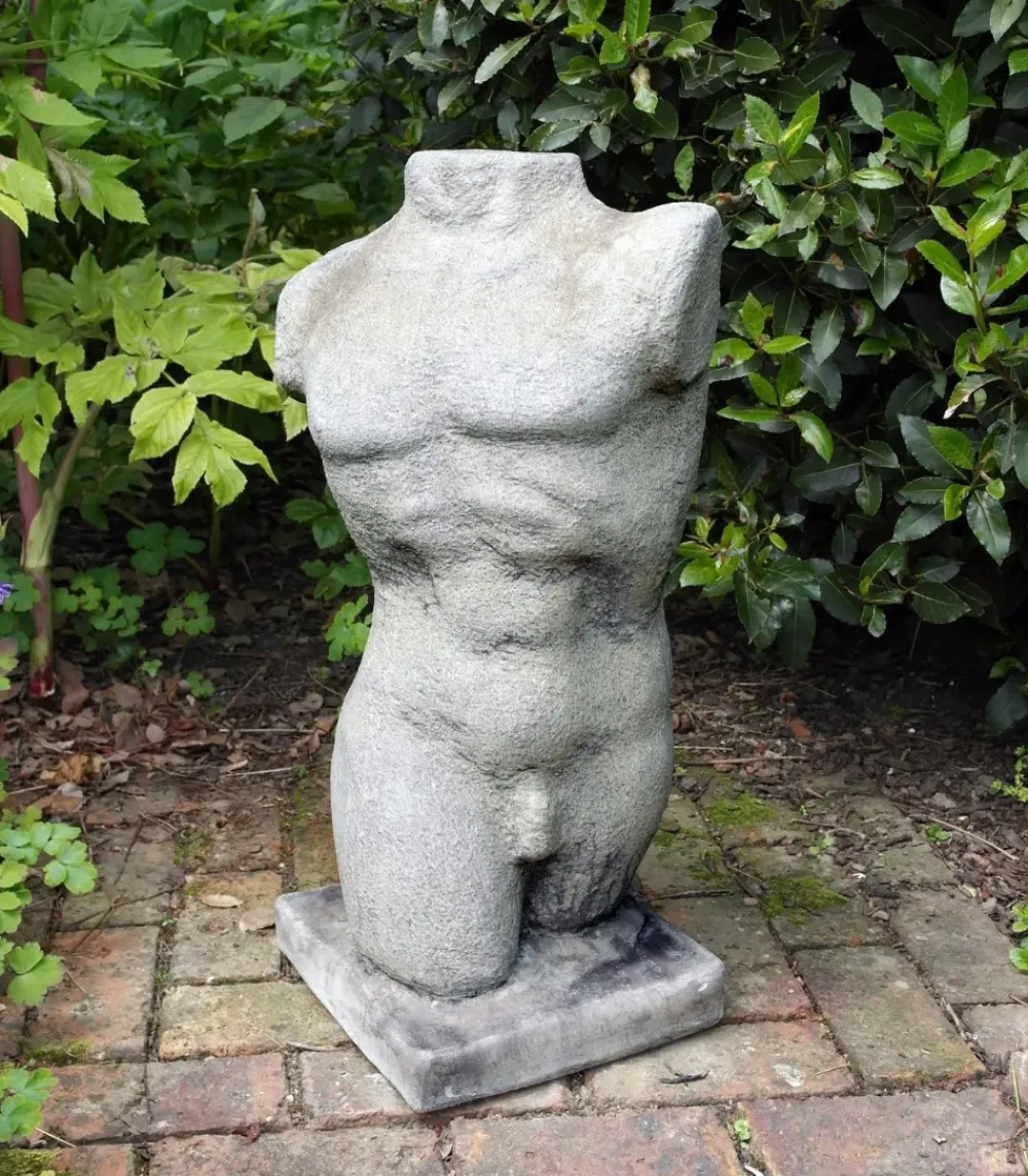 Modern^Statues & Sculptures Male Torso Modern Stone Garden Ornament