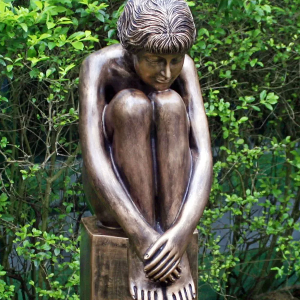 Modern^Statues & Sculptures Melina on Column 110cm Bronze Resin Garden Statue