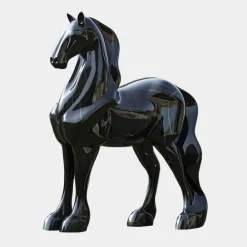 Horses|Contemporary^Statues & Sculptures Midnight Stallion 200cm Black Marble Garden Statue