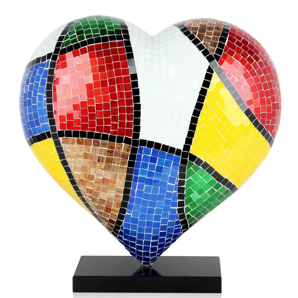 Table Top|Pop Art^Statues & Sculptures Mosaic Heart v2 46cm Pop Art Resin Indoor Sculpture
