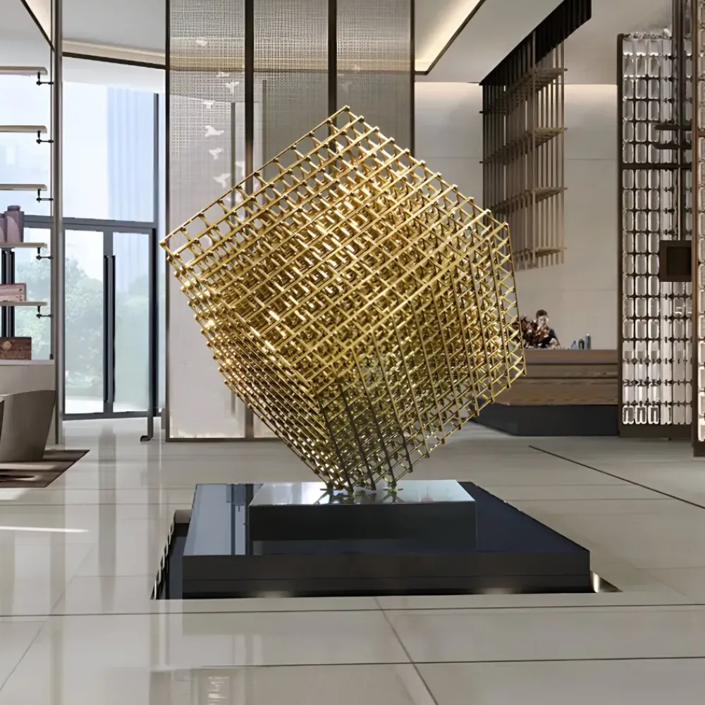 Floor Standing|Abstract^Statues & Sculptures Multiverse 150cm Gold Geometric Metal Garden Sculpture