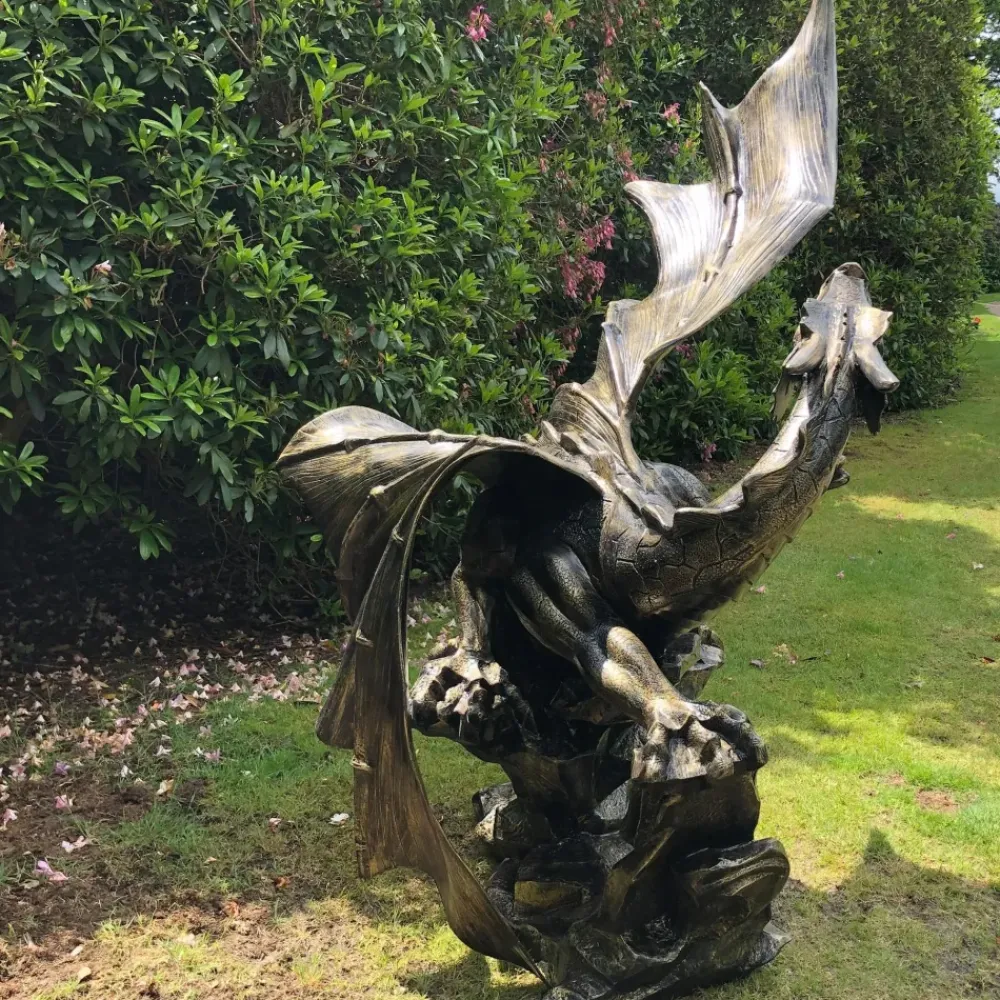 Dragons^Statues & Sculptures Mystical Dragon 232cm Bronze Metal Garden Statue