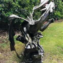 Dragons^Statues & Sculptures Mystical Dragon 232cm Bronze Metal Garden Statue