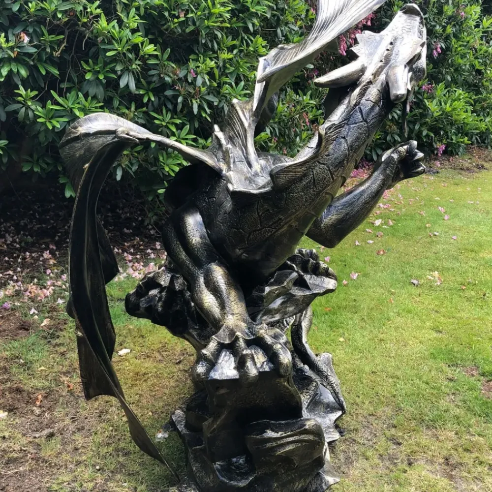 Dragons^Statues & Sculptures Mystical Dragon 232cm Bronze Metal Garden Statue