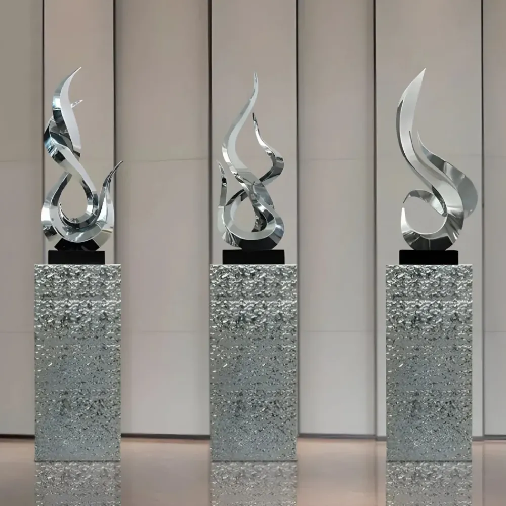 Table Top|Floor Standing^Statues & Sculptures Nexus Ignite 93cm Silver Metal Indoor Sculpture v1