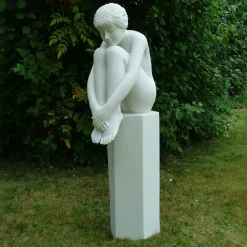 Modern^Statues & Sculptures Nude Melina on Column Marble Garden Statue