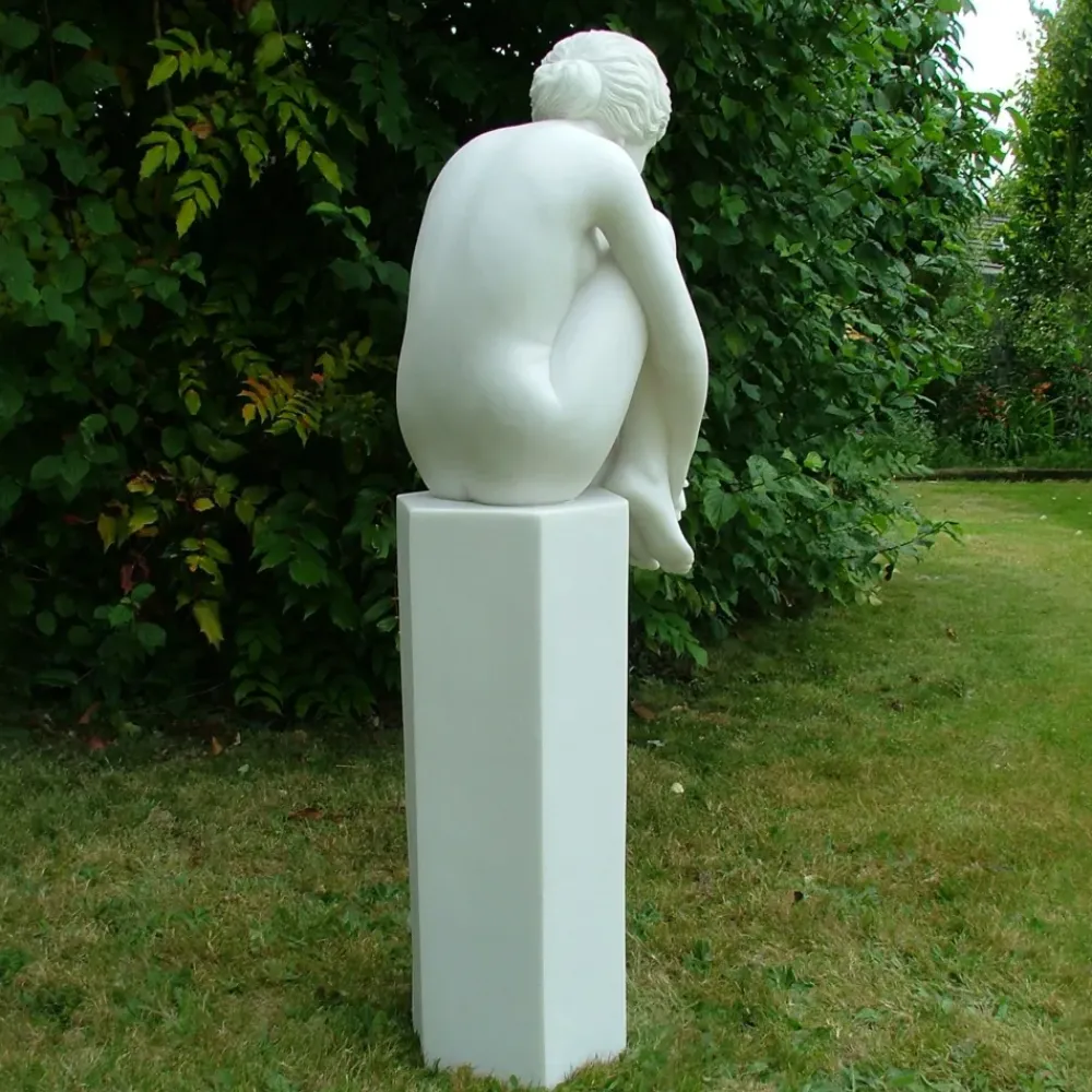 Modern^Statues & Sculptures Nude Melina on Column Marble Garden Statue
