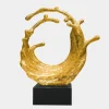 Floor Standing|Abstract^Statues & Sculptures Oceanic Wave 117cm Gold Metal Indoor Sculpture