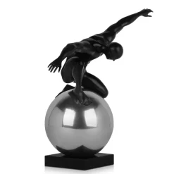 Figurative|Table Top^Statues & Sculptures Orbital Balance 47cm Black Resin Indoor Sculpture