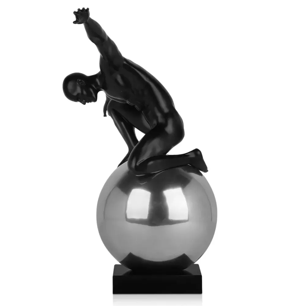 Figurative|Table Top^Statues & Sculptures Orbital Balance 47cm Black Resin Indoor Sculpture