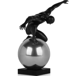 Figurative|Table Top^Statues & Sculptures Orbital Balance 65cm Black Resin Indoor Sculpture