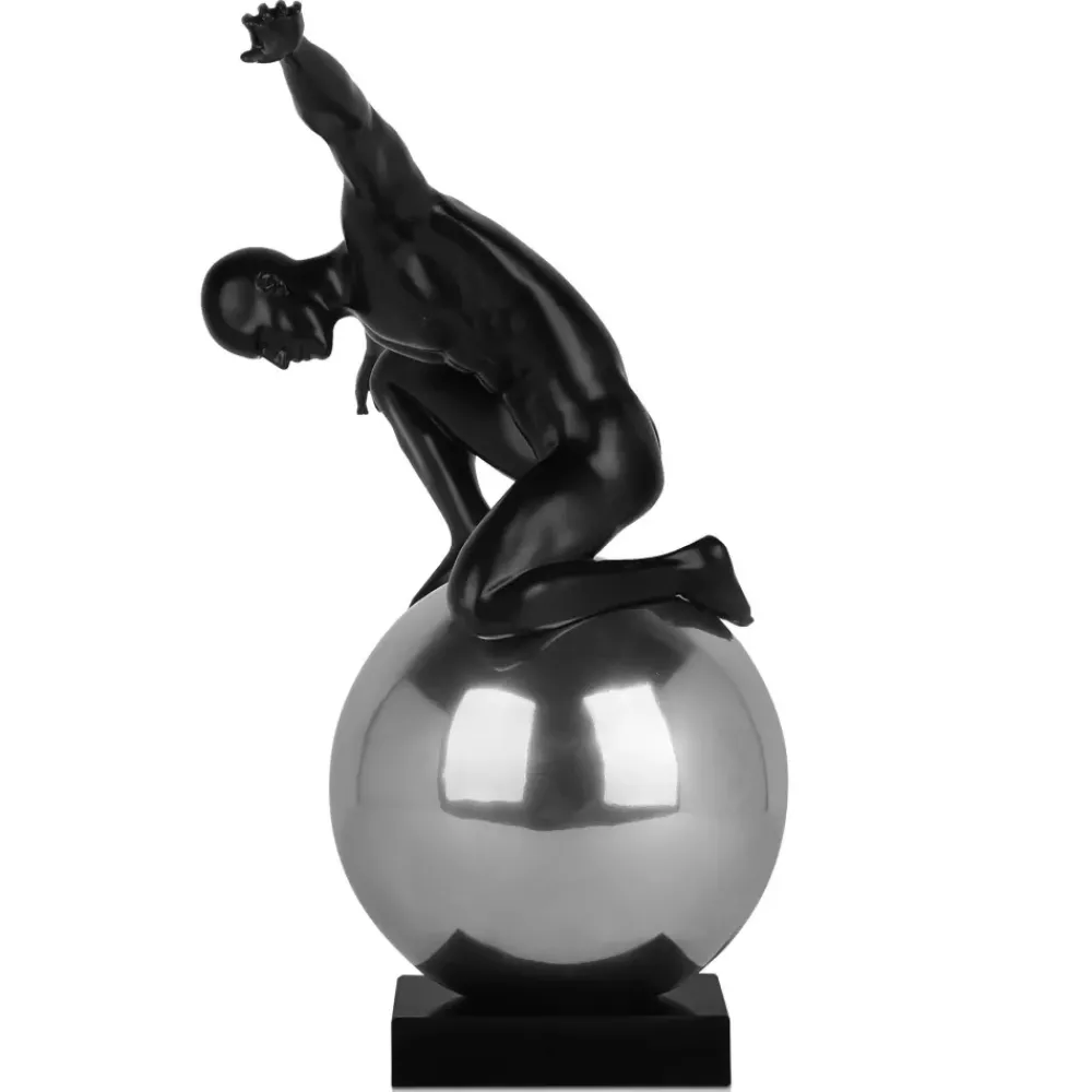 Figurative|Table Top^Statues & Sculptures Orbital Balance 65cm Black Resin Indoor Sculpture
