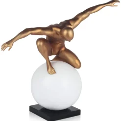 Figurative|Table Top^Statues & Sculptures Orbital Balance 65cm Gold Resin Indoor Sculpture