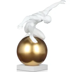 Figurative|Table Top^Statues & Sculptures Orbital Balance 65cm White Resin Indoor Sculpture