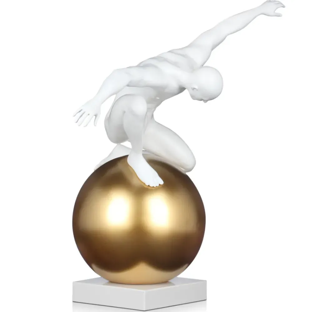 Figurative|Table Top^Statues & Sculptures Orbital Balance 65cm White Resin Indoor Sculpture