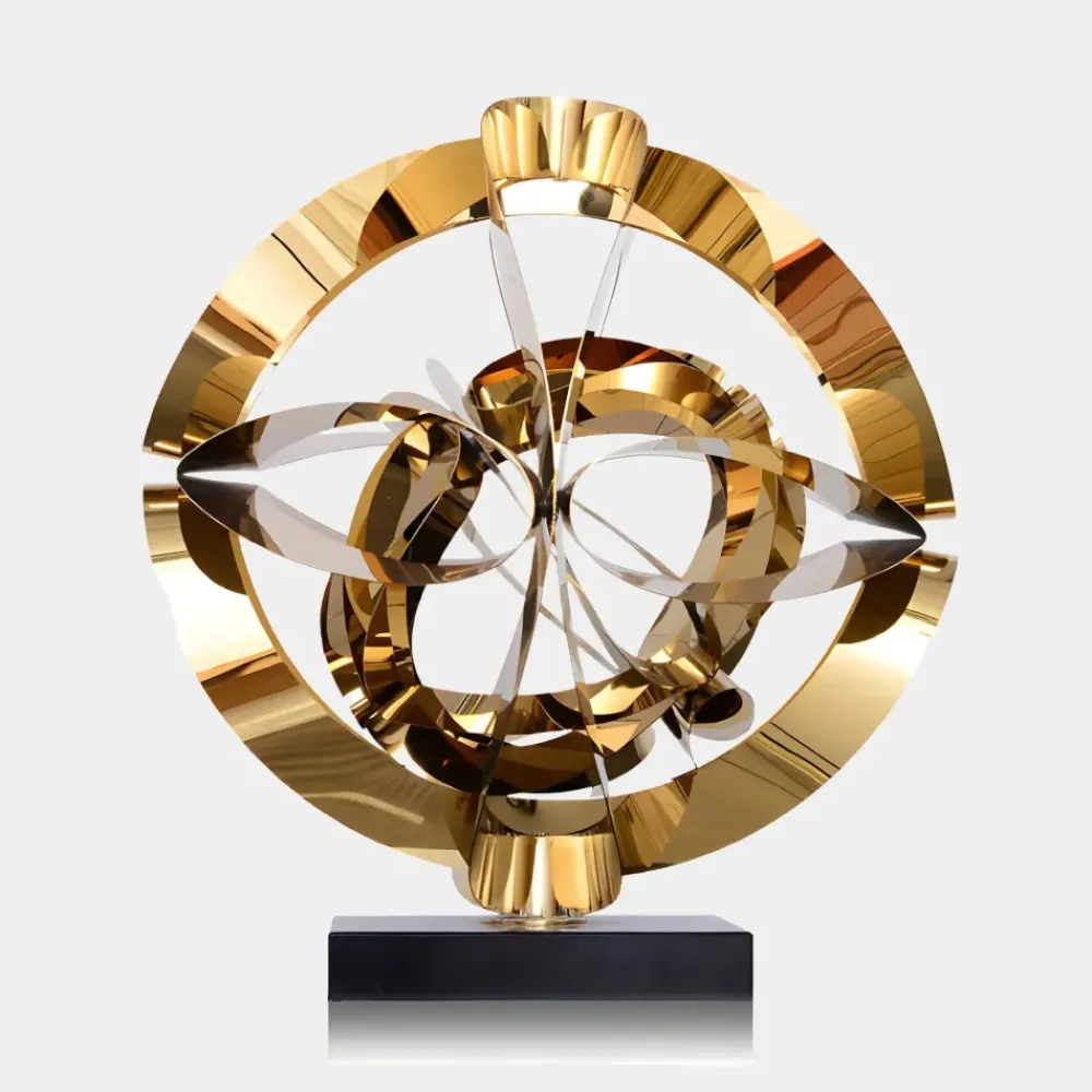 Table Top|Abstract^Statues & Sculptures Orbital Chaos 65cm Gold Metal Indoor Sculpture