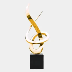 Contemporary|Contemporary^Statues & Sculptures Orbital Motion 250cm Gold Metal Garden Sculpture