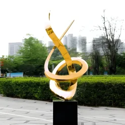 Contemporary|Contemporary^Statues & Sculptures Orbital Motion 250cm Gold Metal Garden Sculpture