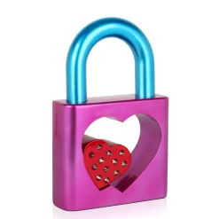 Table Top|Contemporary^Statues & Sculptures Passion Padlock 38cm Pink Resin Indoor Sculpture