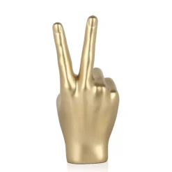 Table Top|Contemporary^Statues & Sculptures Peace Hand 28cm Gold Resin Indoor Sculpture