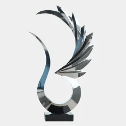 Floor Standing|Abstract^Statues & Sculptures Phoenix Inferno 102cm Silver Metal Indoor Sculpture