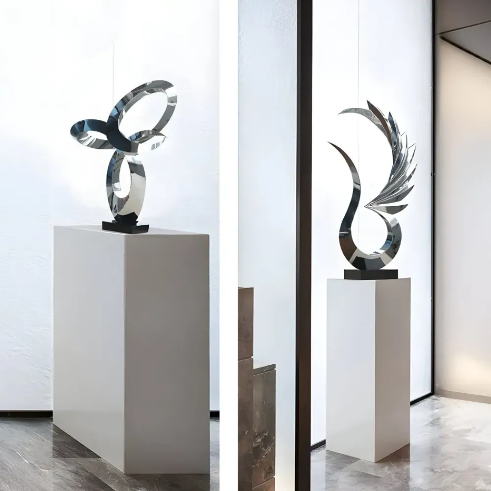 Floor Standing|Abstract^Statues & Sculptures Phoenix Inferno 102cm Silver Metal Indoor Sculpture