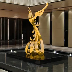 Contemporary|Contemporary^Statues & Sculptures Phoenix Rising 212cm Gold Metal Garden Sculpture
