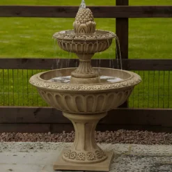Water Features^Statues & Sculptures Pineapple Two Tier Stone Fountain Garden Water Feature
