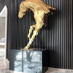 Giant|Floor Standing^Statues & Sculptures Pixel Horse 200cm Gold Metal Garden Sculpture