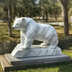 Wildlife|Contemporary^Statues & Sculptures Polar Bear 50cm White Marble Garden Statue v1