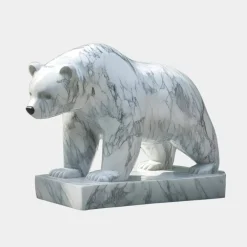 Wildlife|Contemporary^Statues & Sculptures Polar Bear 65cm White Marble Garden Statue v2
