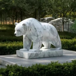 Wildlife|Contemporary^Statues & Sculptures Polar Bear 65cm White Marble Garden Statue v2