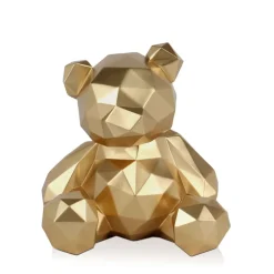 Table Top|Low Poly^Statues & Sculptures Polygon Bear 30cm Gold Resin Indoor Sculpture