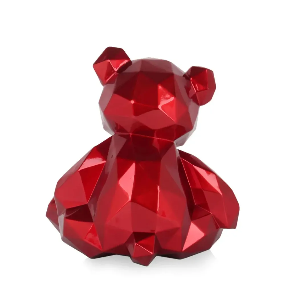 Table Top|Low Poly^Statues & Sculptures Polygon Bear 30cm Red Resin Indoor Sculpture