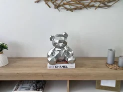 Table Top|Low Poly^Statues & Sculptures Polygon Bear 30cm Silver Resin Indoor Sculpture