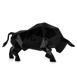 Table Top|Low Poly^Statues & Sculptures Polygon Bull 25cm Black Resin Indoor Sculpture