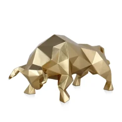 Table Top|Low Poly^Statues & Sculptures Polygon Bull 25cm Gold Resin Indoor Sculpture