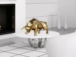 Table Top|Low Poly^Statues & Sculptures Polygon Bull 25cm Gold Resin Indoor Sculpture