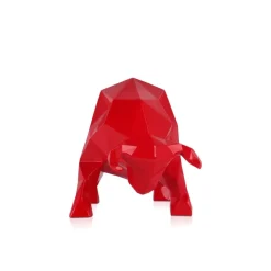 Table Top|Low Poly^Statues & Sculptures Polygon Bull 25cm Red Resin Indoor Sculpture