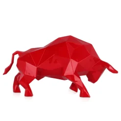 Table Top|Low Poly^Statues & Sculptures Polygon Bull 25cm Red Resin Indoor Sculpture