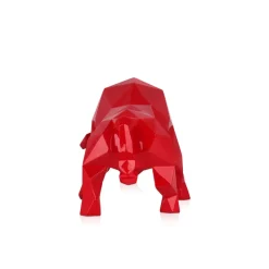 Table Top|Low Poly^Statues & Sculptures Polygon Bull 25cm Red Resin Indoor Sculpture